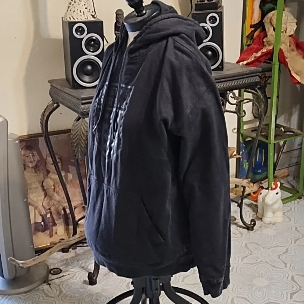Sweater Hoodie Pull string hood pull over Faded Black FIELD AND STREAM sz Med
